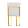 TREXM 7-Piece Modern Dining Table Set, Artificial Marble Sticker Tabletop and 6 Upholstered Linen Chair All with Golden Steel Legs for Dining Room and