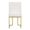 TREXM 7-Piece Modern Dining Table Set, Artificial Marble Sticker Tabletop and 6 Upholstered Linen Chair All with Golden Steel Legs for Dining Room and