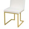 TREXM 7-Piece Modern Dining Table Set, Artificial Marble Sticker Tabletop and 6 Upholstered Linen Chair All with Golden Steel Legs for Dining Room and