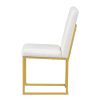 TREXM 7-Piece Modern Dining Table Set, Artificial Marble Sticker Tabletop and 6 Upholstered Linen Chair All with Golden Steel Legs for Dining Room and
