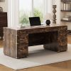 70"Classic and Traditional Executive Desk with Metal Edge Trim ,Writing Desk with 2 file drawers,USB Ports and Outlets,Desk with Hidden Compartment fo