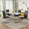 5-Piece Dining Table Chairs Set, Rectangular Dining Room Table Set for 4, Modern Dining Table with 4 PU Leather Chairs for Kitchen Dining Room, White