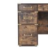 70"Classic and Traditional Executive Desk with Metal Edge Trim ,Writing Desk with 2 file drawers,USB Ports and Outlets,Desk with Hidden Compartment fo